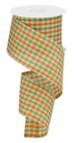 2.5"X10yd Woven Gingham Check, Orange/Moss/Ivory  B8