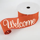 2.5"x10yd Welcome On Royal Burlap, Rust/Cream  1A