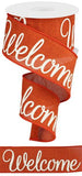 2.5"x10yd Welcome On Royal Burlap, Rust/Cream  1A