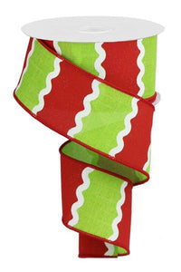 2.5"X10YD Wavy Stripes On Royal, Lime/Red/White ***OUT FOR THE SEASON***