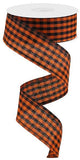 1.5"x10yd Woven Gingham Check, Orange/Black  MA84