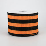 2.5"x10yd Vertical Stripe On Cross Royal Burlap, Orange/Black  MA81