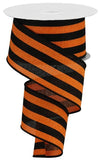 2.5"x10yd Vertical Stripe On Cross Royal Burlap, Orange/Black  MA81