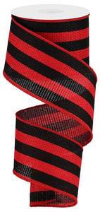 2.5"x10yd Vertical Stripe On Cross Royal Burlap, Red/Black  MA85