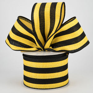 2.5"x10yd Vertical Stripe On Cross Royal Burlap, Sun Yellow/Black  MA86