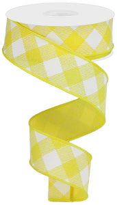 1.5"x10yd Diagonal Check On Royal Burlap, Yellow/White  FF5
