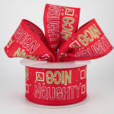 2.5"X10yd Naughty Or Nice On Royal, Red/Green/White