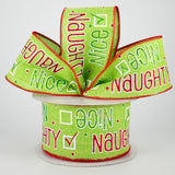 2.5"X10yd Naughty Or Nice On Royal, Lime/Green/Red/White