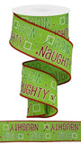 2.5"X10yd Naughty Or Nice On Royal, Lime/Green/Red/White
