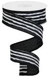1.5"X10yd Irregular Stripes On Royal, Black/White - KRINGLE DESIGNS