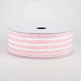 1.5"x10yd Irregular Stripes On Royal Burlap, Pale Pink/White  MA87
