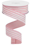 1.5"X10yd Irregular Stripes On Royal, Pale Pink/White - KRINGLE DESIGNS