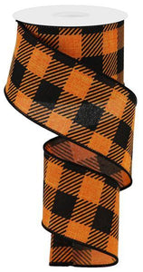 2.5"x10yd Large Striped Check On Royal, Orange/Black  S37