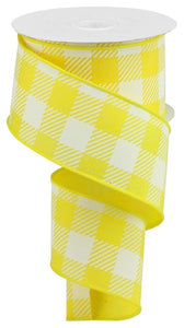 2.5"x10yd Large Striped Check On Royal Burlap, Yellow/White  O47