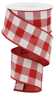 2.5"X10yd Large Striped Check On Royal, Red/White  G63