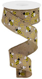 1.5"x10yd Mini Bumblebees On Royal, Light Beige/Yellow/White/Black  MY23