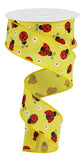 1.5"x10yd Mini Ladybugs On Royal, Yellow/Red/White/Black  M14