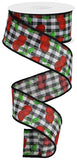 1.5"x10yd Cherries On Gingham Check, Black/White/Red/Green  M41