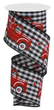 2.5"x10yd Truck w/Hearts On Gingham Check, Black/White/Red/Pink  F45