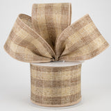 2.5"x10yd Woven Check On Royal Burlap, Brown/Beige  S36