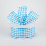 1.5"x10yd Glitter On Woven Gingham Check, Blue/White  M24