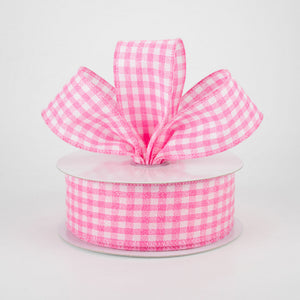 1.5"x10yd Glitter On Woven Gingham Check, Pink/White  MA88