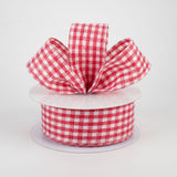 1.5"x10yd Glitter On Woven Gingham Check, Red/White  M22