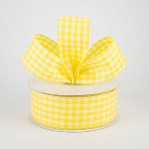 1.5"x10yd Glitter On Woven Gingham Check, Yellow/White  MA90