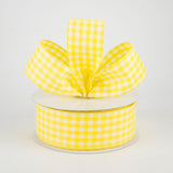 1.5"x10yd Glitter On Woven Gingham Check, Yellow/White  F31 MA90
