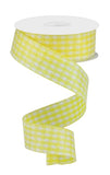 1.5"x10yd Glitter On Woven Gingham Check, Yellow/White  MA90