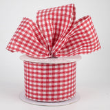 2.5"x10yd Glitter On Woven Gingham Check, Red/White  M23