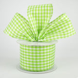 2.5"x10yd Glitter On Woven Gingham Check, Lime/White  M18