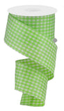 2.5"x10yd Glitter On Woven Gingham Check, Lime/White  M18