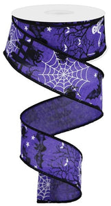 1.5"x10yd Halloween On Royal, Purple/Black/White  OC17
