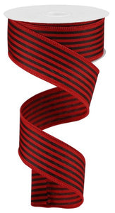 1.5"x10yd Woven Vertical Thin Stripe, Red/Black ***ARRIVING SPRING 2024***