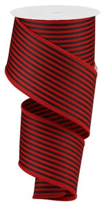 2.5"x10yd Woven Vertical Thin Stripe, Red/Black  FF12
