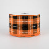 2.5"x10yd Printed Woven Check On Royal Burlap, Orange/Black/White  FF10