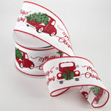 2.5"x10yd Merry Christmas w/Truck On Royal, White/Red/Green/Black S13