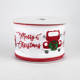 2.5"x10yd Merry Christmas w/Truck On Royal, White/Red/Green/Black S13
