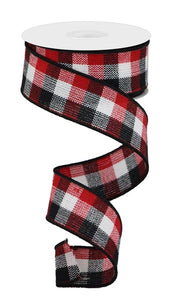 1.5"x10yd Woven Check, Black/Red/White  FF37