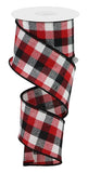2.5"x10yd Woven Check, Black/Red/White  1A