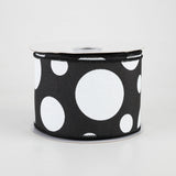 2.5"x10yd Giant Three Size Dots On Pongee Fabric, Black/White  NV5