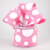 2.5"x10yd Giant Three Size Dots On Fabric, Pink/White  RR  MA88