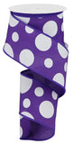 2.5"x10yd Giant Three Size Dots On Fabric, Purple/White  MA93