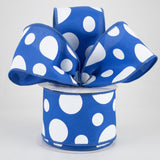 2.5"x10yd Giant Three Size Dots On Fabric, Royal Blue/White  N19  ***ARRIVING WINTER 2023***