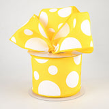 2.5"x10yd Giant Three Size Dots On Fabric, Yellow/White  MA89