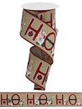 2.5"x10yd Ho Ho Ho Gnomes On Royal Burlap, Light Beige/Red/Green/Gold  N15