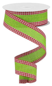 1.5"x100ft Royal Burlap Gingham Edge, Fresh Green/Red/White  WL50