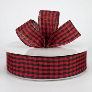 1.5"x50yd Woven Gingham Check, Red/Black  W50