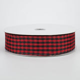 1.5"x50yd Woven Gingham Check, Red/Black  W50